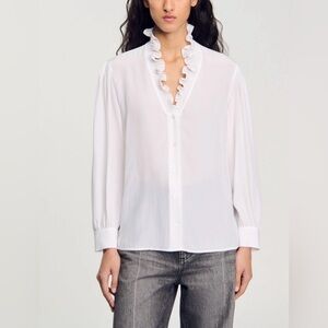SANDRO 100% SILK FLOWY SHIRT